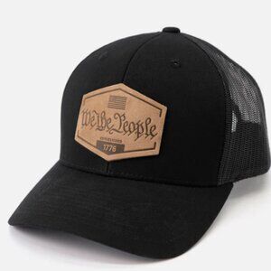 We The People Black Trucker Hat – Mesh Snapback, Patriotic 1776 Patch, Like New